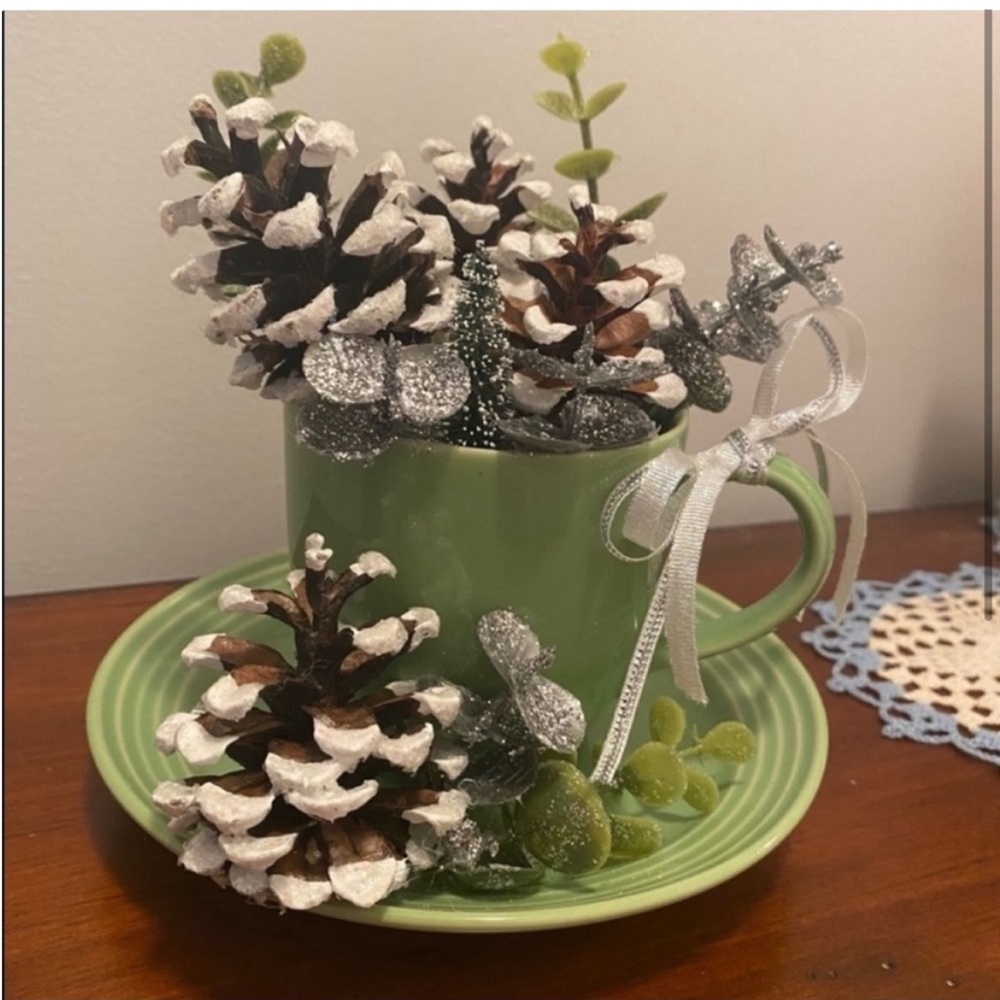 🎄Vintage OOAK Pinecone Cup and Saucer